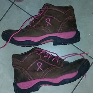 Breast cancer awareness hiking boots